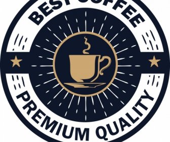 Kahve Etiket şablon Klasik Daire Tasarım Kupası Simgesi