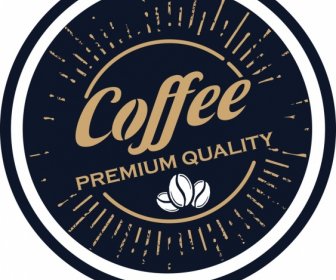 Kaffee-Label Vorlage Dunklen Retro-Kreis Strahlen Dekor