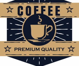 Kaffee Etikettenvorlage Dunkel Retro Flach Polygonalen Design