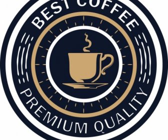 Coffee Label Template Elegant Round Dark Design