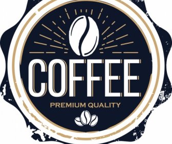 Kaffee-Label Retro-Kreis Dekor Dunkel Vorlagendesign