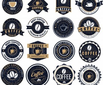 Coffee Label Templates Collection Dark Classical Design