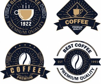 Coffee Label Templates Elegant Retro Dark Design