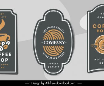 Kahve Etiketi şablonları Düz Koyu Klasik Tasarım