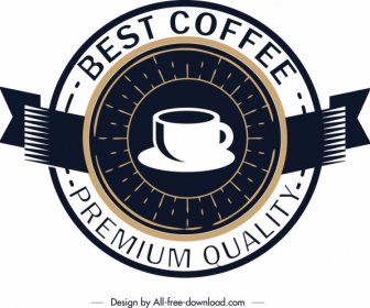 шаблон логотипа кофе классический круг дизайн лента орнамент