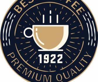 кофейный логотип шаблон чашка иконка темные лучи орнамент