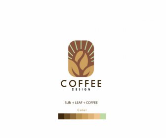 Kaffee Logo Vorlage Flache Bohnen Skizze