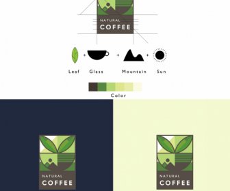 Шаблон логотипа кофе плоские элементы макет
