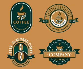 Kahve Logosu şablonları Düz Zarif Klasik Dekor