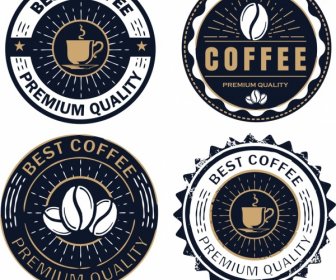 Coffee Logo Templates Retro Circle Dark Design