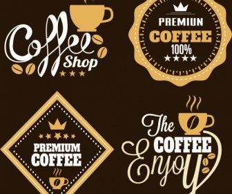 Caffè Logotipi Etichette Fissa A Brown White Design