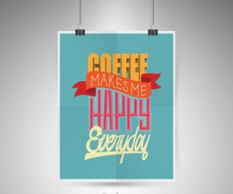 Kawy Sprawia, że Szczęśliwy Plakat Retro