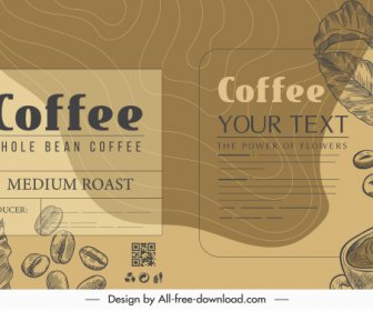 шаблон кофейного меню винтажный рисованной лист фасоли эскиз