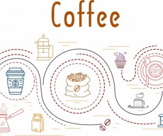 Priorità Bassa Di Concetto Di Lavorazione Del Caffè Curve Decori Piatto
