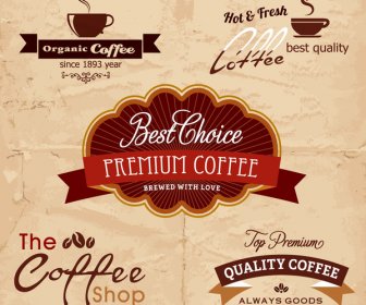 咖啡促銷標籤集各種設計風格
