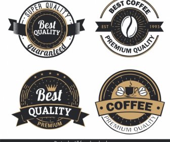 コーヒーの品質ラベル ・ テンプレート型の装飾の円図形