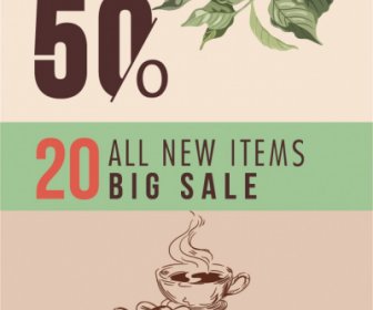 Coffee Sale Poster Classical Plants Decor