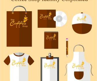 Coffee Shop Conjuntos De Identidad En Marrón Y Blanco