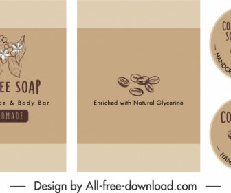 Etiquetas De Jabón De Café Plantillas Diseño Clásico Dibujado A Mano