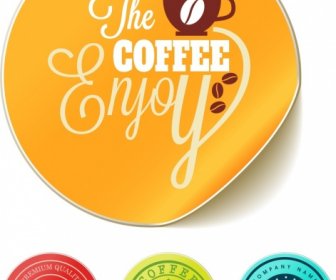 Coffee Stamp Templates Shiny Colorful Circle Design