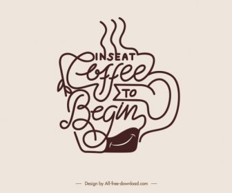 Kaffee-Stil-Symbol Kalligraphische Kurven Tasse Skizze