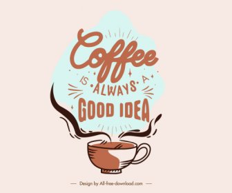 Coffee Style Icon Retro Handdrawn Cup Texts Decor