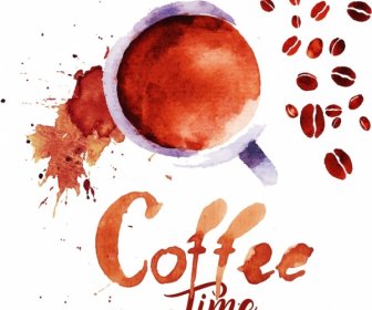 Coffee Time Banner Grunge Brown Design