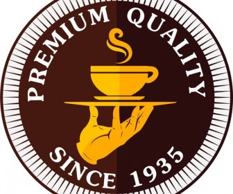 кофе марочных логотипов с рукой придерживая Кубок