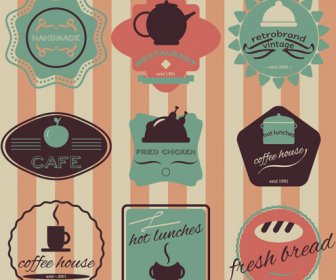 Coffee With Cafe Colored Vintage Labels