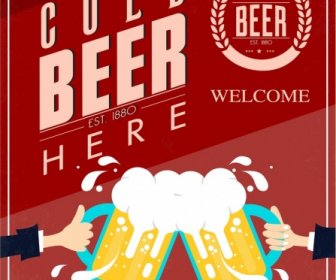 cold beer advertisement cheering hands big glass decor