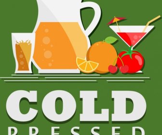 Cold Fruit Juice Advertisement Fruit Glass Icons Decor