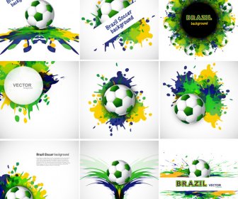 Bandera De Brasil Colección Set Colores Concepto Splash Grunge Fondo Presentación Vector Diseño