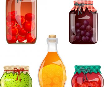 collection of glass jars with jam vector illustration