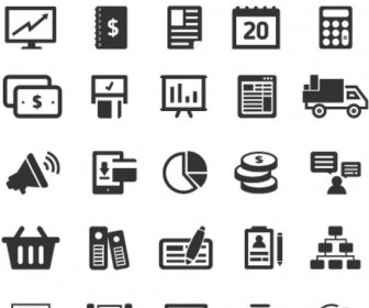 Collection Of Gray Simple Business Icons