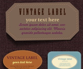 Collection Of Vintage Labels With Leather Material Design
