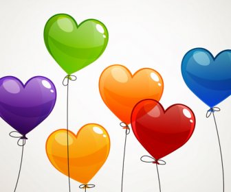 Renk Kalp Balonlar Vektör