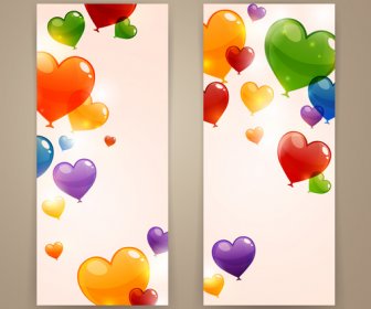 Renk Kalp Balonlar Vektör