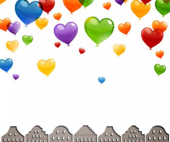 Color Heart Balloons Vector