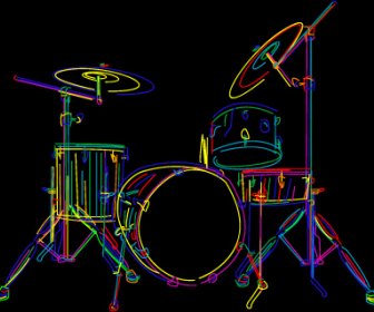 Vectores De Instrumentos Musicales De Líneas De Color