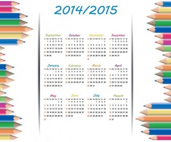 Color Pencil Border Around15 Vector Calendar