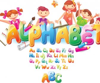 Colored Alphabet With Children Literacy Vector
