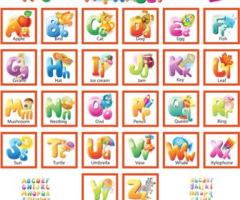 Farbige Alphabet Mit Kinder Alphabetisierung Vektor