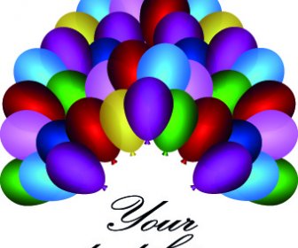 Colored Balloons Holiday Background Illustration Set