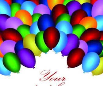 Colored Balloons Holiday Background Illustration Set