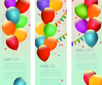 Colored Balloons Holiday Banner Vector