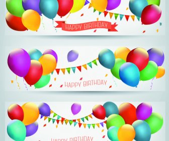 Colored Balloons Holiday Banner Vector