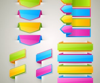 Colored Bookmarks With Ribbons Vector Graphics