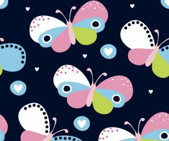 Bunten Schmetterlingen Cartoon Stile Muster Vektor