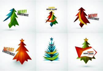 Farbige Weihnachtsbaum Mit Vektorgrafiken Für Logos