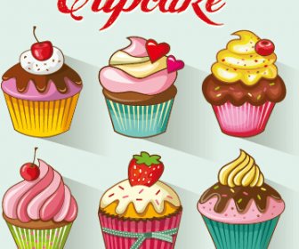 Colored Cupcake Cute Design Vector